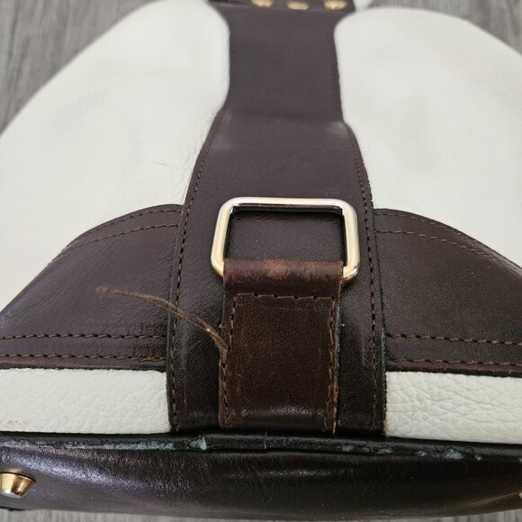 Valentina Made in Italy Genuine Leather Hand Bag – White & Brown - Picture 7 of 13